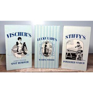 Vintage-Themed Laundry Essentials Hard Cardboard Boxes: Decoration Only